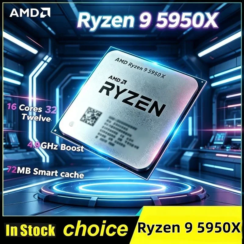 

Zen3 Vermeer 5000 Series Ryzen 9 5950X Loose AM4 CPU 16-Core 3.4GHz 105W Powerful Desktop Hardware Excluding Matching Cooler