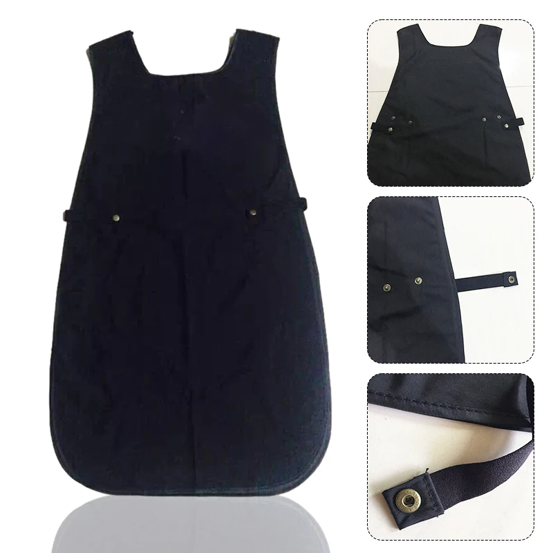 Hairdresser Apron Salon Cutting Barber Cape Professional Hair Cut Dyeing Cape Cloth  Black Technician Work Apron With Pockets