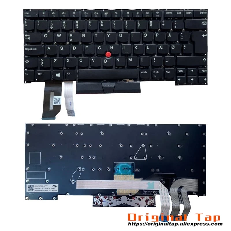 DK Danish Keyboard for Lenovo Thinkpad T490s T495s SN20R66014 SN20R66086