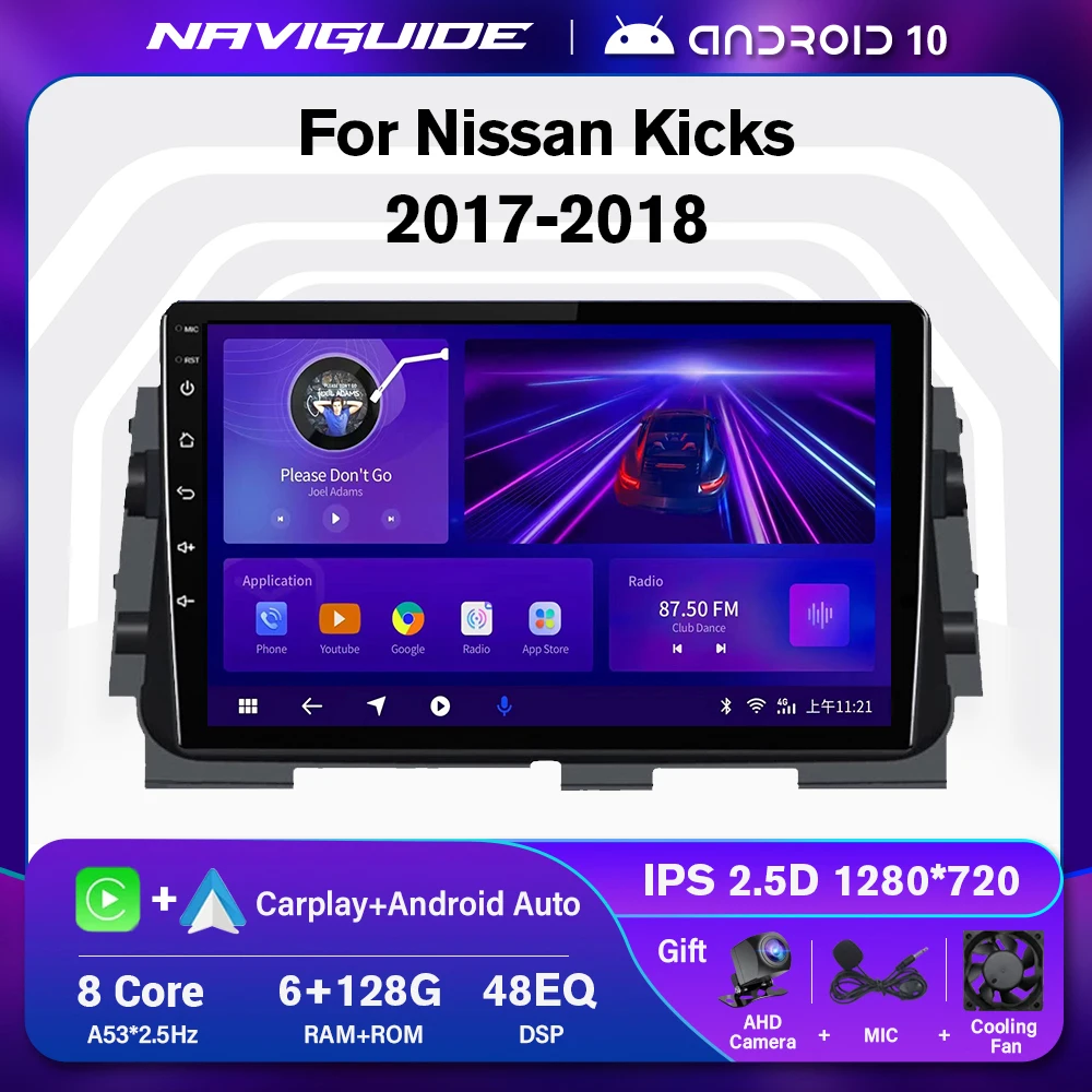 

Автомагнитола под управлением Android 10, мультимедийный видеоплеер для Nissan KICKS 2017-2018, навигация GPS, сенсорный экран, без DVD