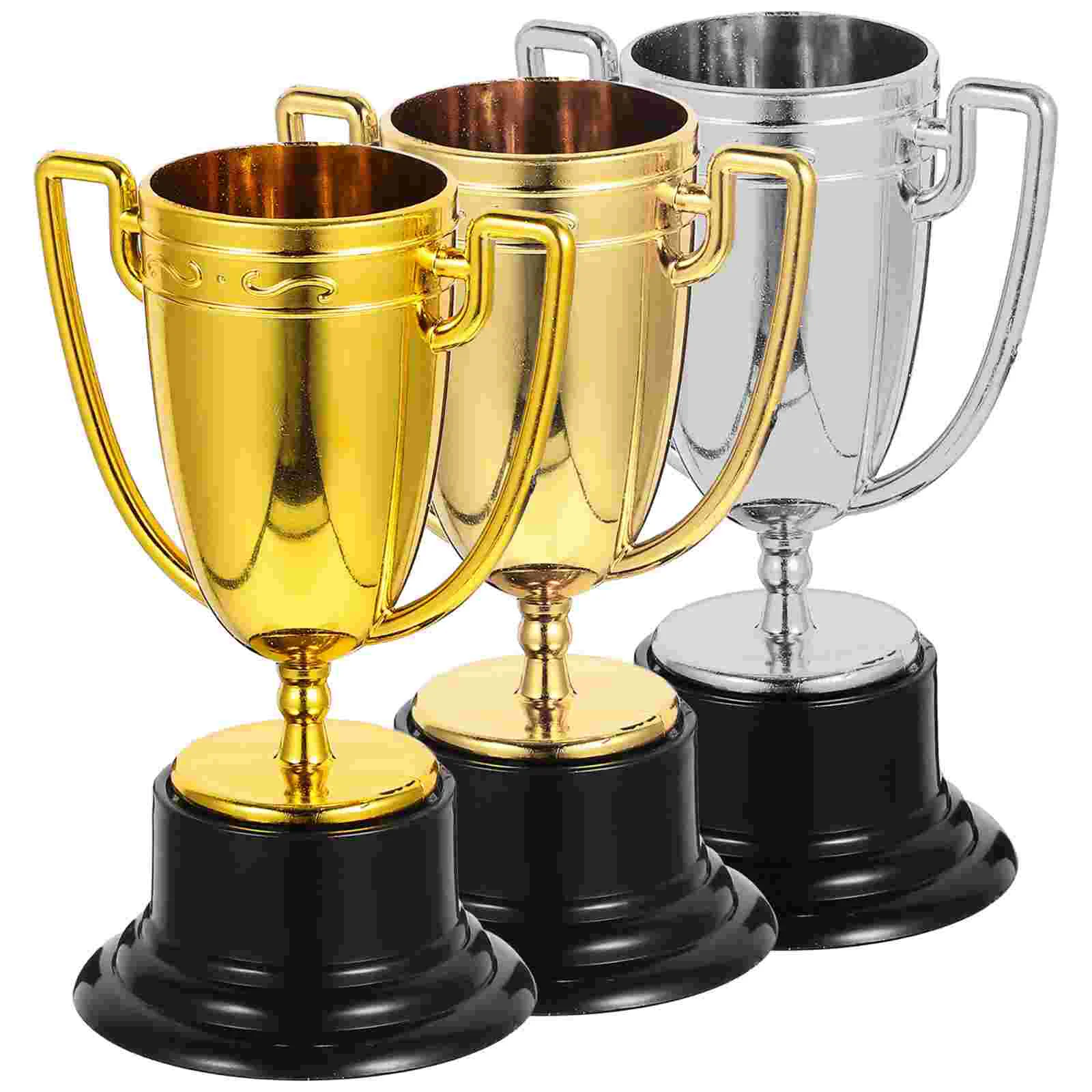 3 Pcs Celebrity Silver and Bronze Trophies Child Toy Plastic Portable Trophy Prop Props