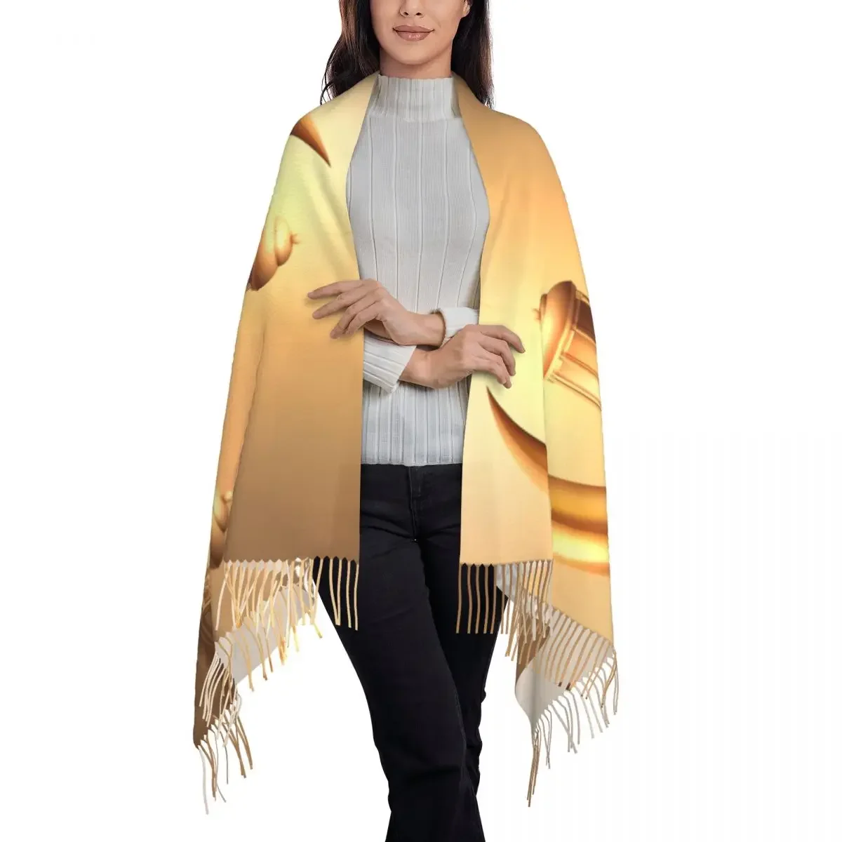 Ramadan Kareem Scarf Wrap for Women Long Winter Fall Warm Tassel Shawl Unisex Eid Mubarak Islamic Scarves