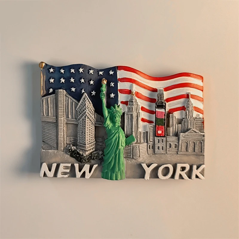 America，New York，national flag，landmark，3D Stereoscopic，Tourism souvenirs，Resin painting，Decoration home，Refrigerator magnets