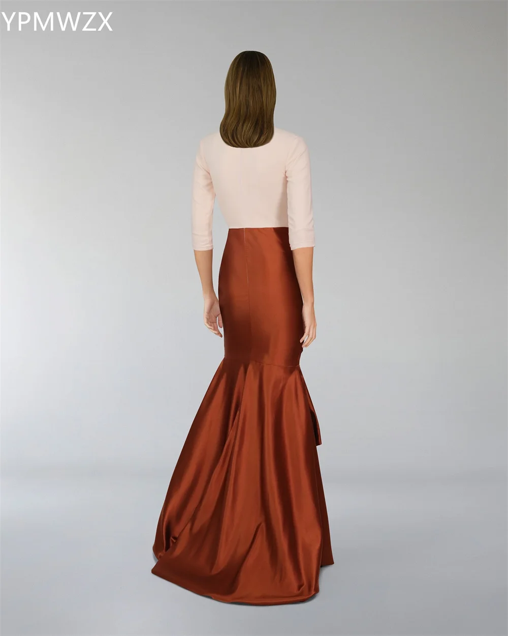 Customized YPMWZX High Collar Mermaid Floor length Skirts Layered Draped Bespoke Occasion Dresses