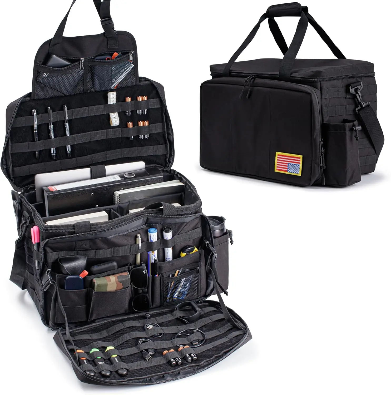 

Car Front Seat Organizer with Cup Holders, Water Resistant Police Gear Duty Bag for Vehicle Passenger Seat