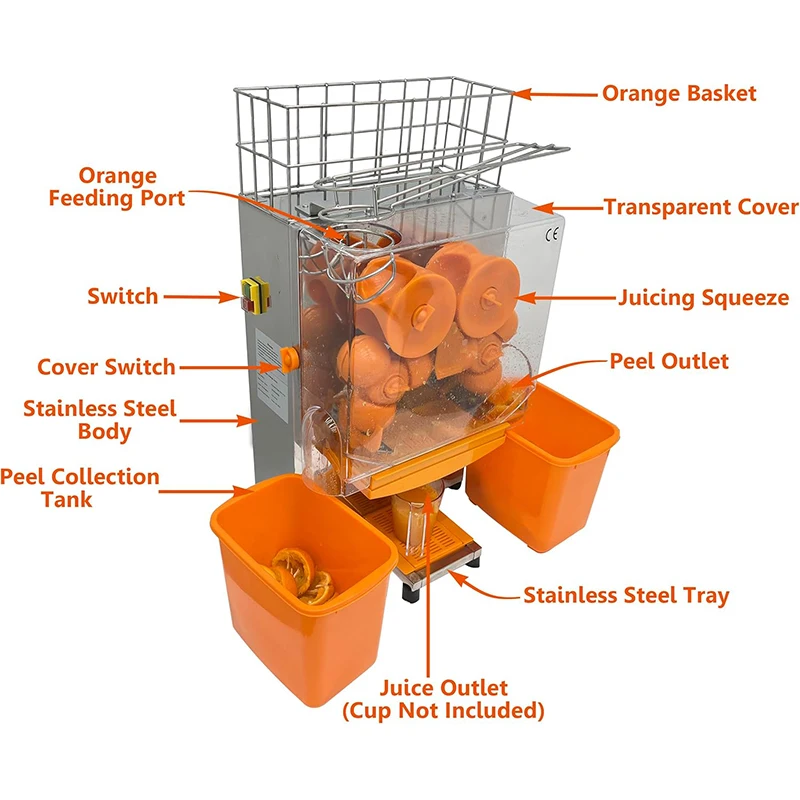 110V Commercial Orange Juicer Extractor Electric Citrus Juice Press Squeezer Lemonade Juice Making Machine