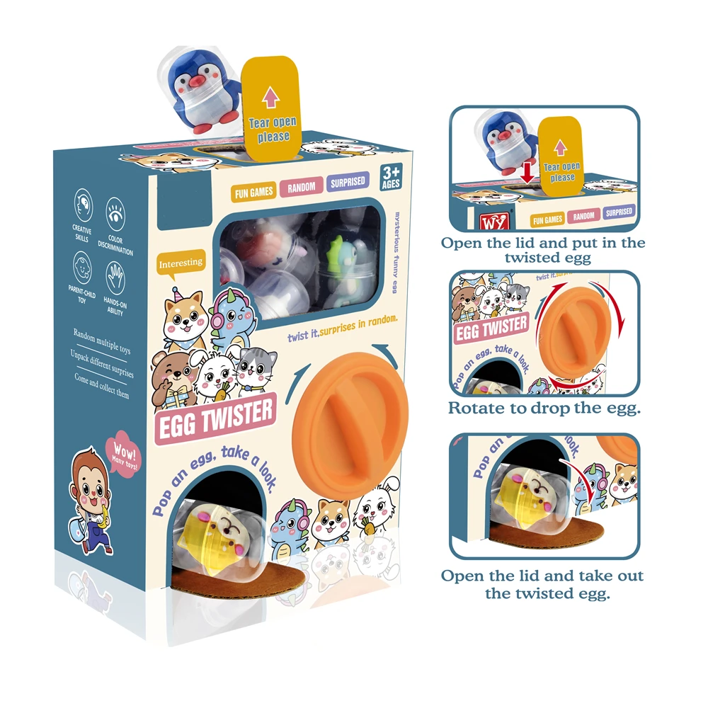 Gashapon Machines Blind Box avec 6 pièces, Aléatoire, Capsule, Oeuf, Noël, Machine à tordre, Boîte en carton avec capsule, Jouets pour enfants