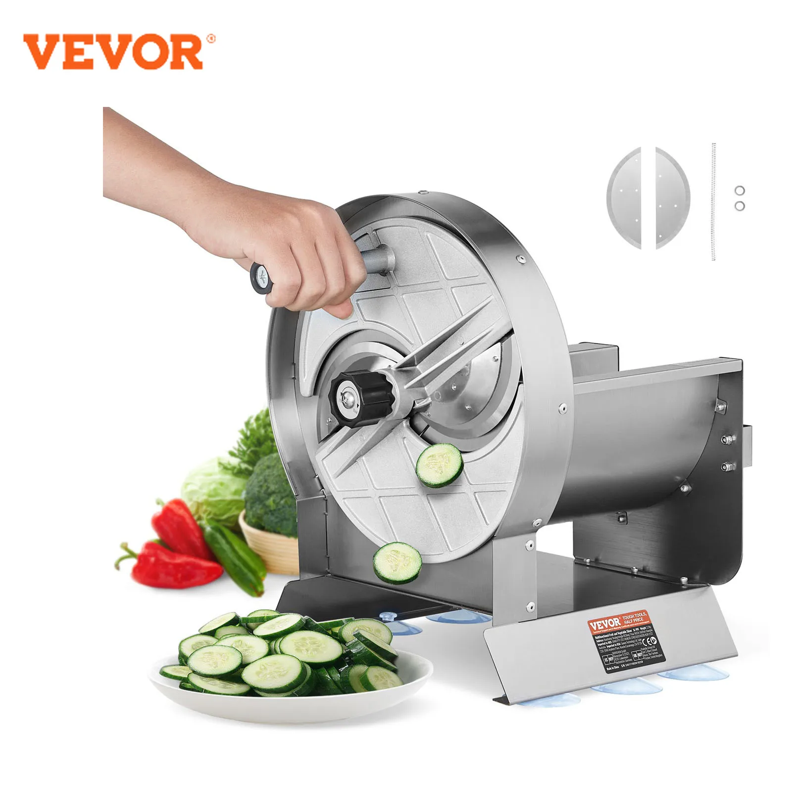 

VEVOR manual vegetable and fruit slicer, 0-0.5 inch/0-12 mm thickness adjustable commercial slicer, food cutter slicer