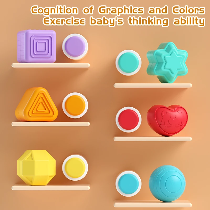 Brinquedo educacional de treinamento em formato de cubo de arco-íris, cor de dedo, para crianças, bebê, aprendizagem precoce, brinquedo cognitivo, números geométricos