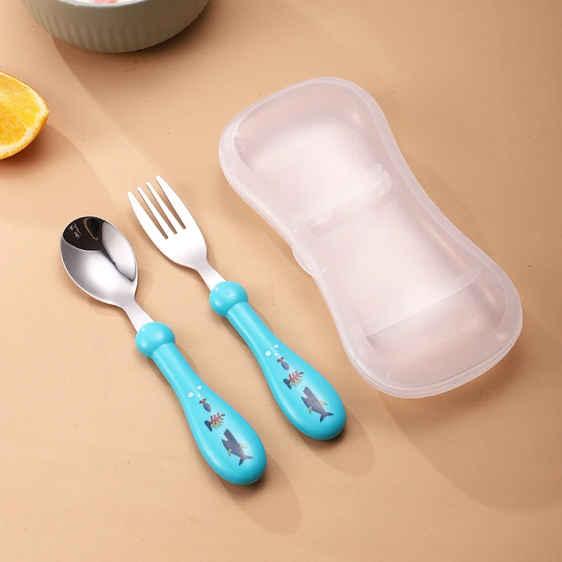 Immagine 3: Set di 2 posate per bambini in acciaio inossidabile, cucchiaio/forchetta, adatto per posate per bambini, ideale come regalo per madri e neonati