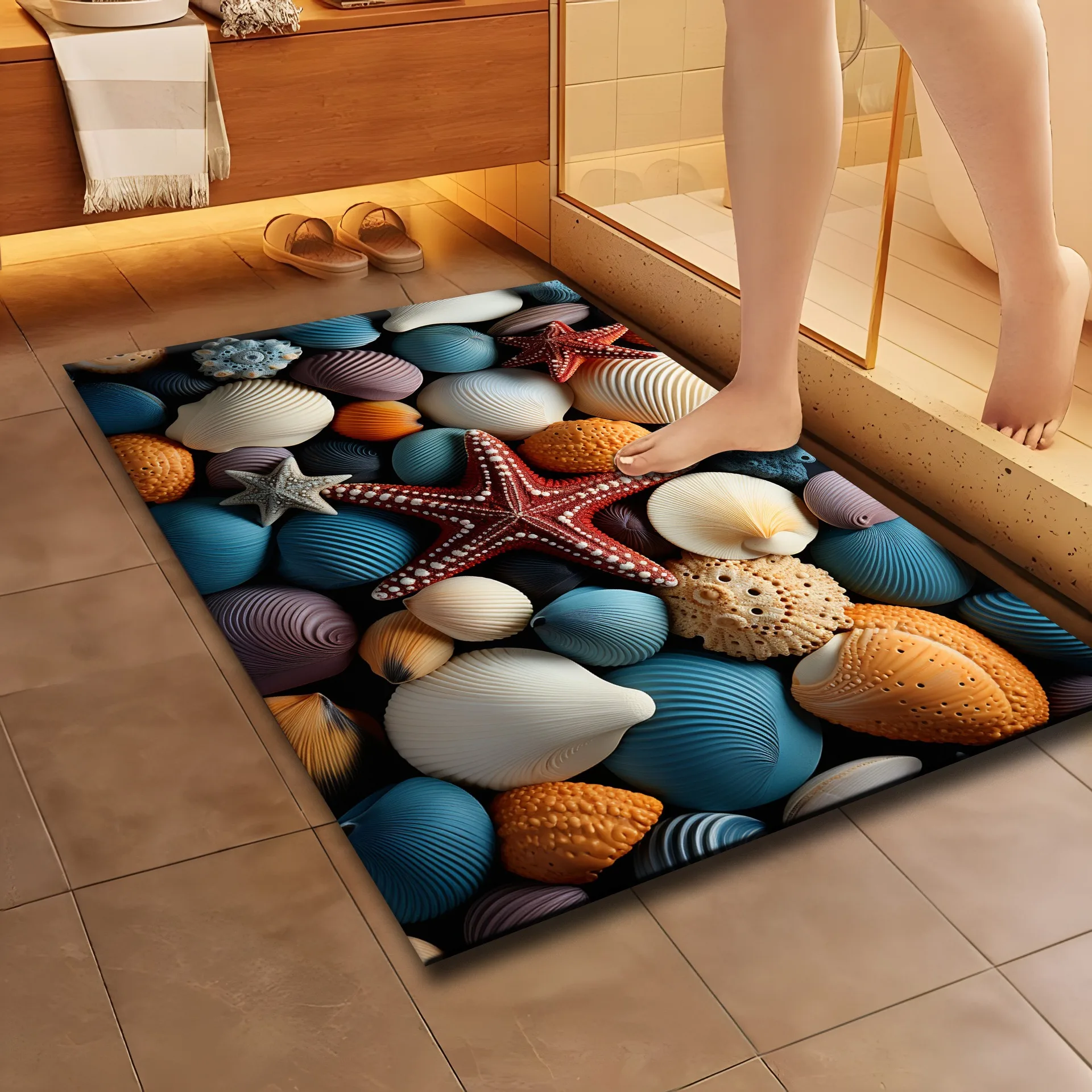 Marine life bathroom floor mats bathroom door absorbent floor mats home decoration living room entrance entrance carpet