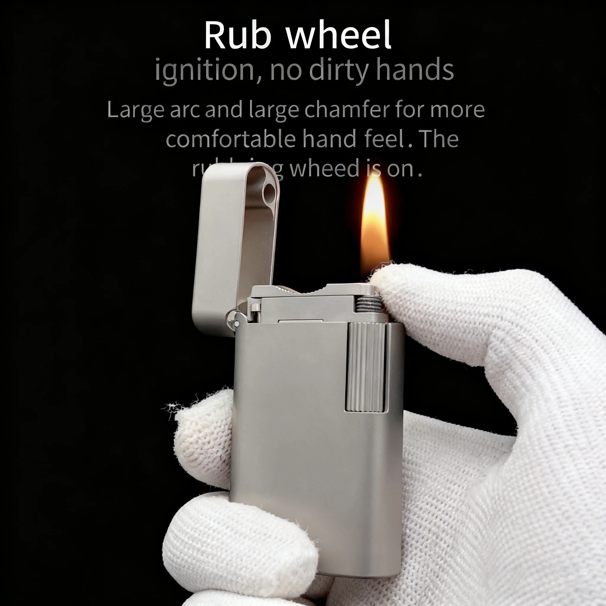 Full Titanium Durable Liquid Fuel Lighter Side Slip Ignition Flip Cover Lighter Soft Flame Father Husband Gift Collection
