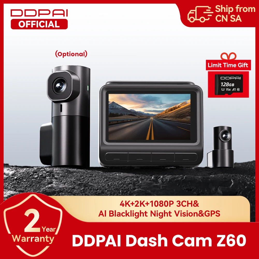 DDPAI 4K+1080P 듀얼 전후방 블랙박스 Z60 GPS ADAS 야간 시야 기능 24시간 주차 모니터링 차량용 블랙박스...