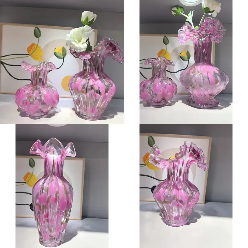 Medieval Fenton Petal Vase French Romantic Home Decor Ornament for Living Room Water Flower Arrangement High End Aesthetic