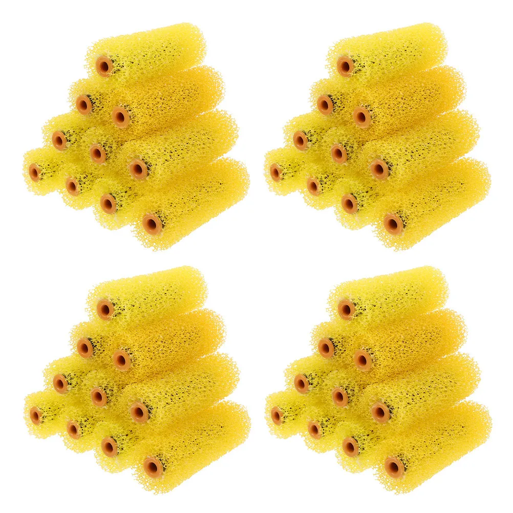 40pcs Paint Roller Sponge Material Wall Painting Tool Large Area Exterior Decoration Elastic Design Pattern Effect Yellow Wall