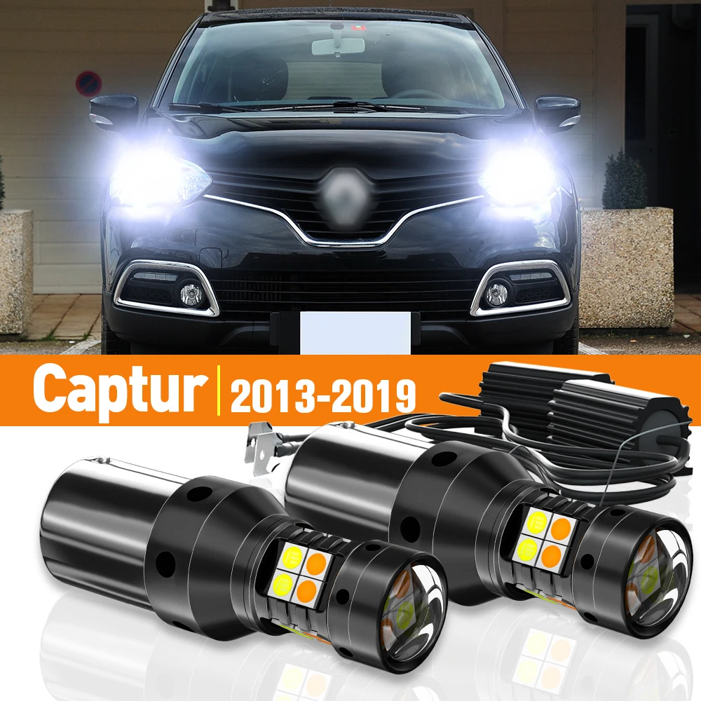 

2x LED Dual Mode Turn Signal+Daytime Running Light DRL For Renault Captur 2013-2019 2014 2015 2016 2017 2018 Accessories Canbus