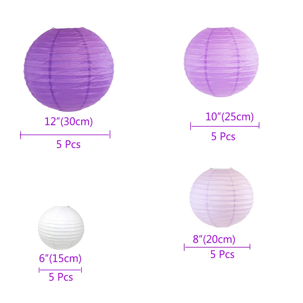 20 Pc Purple Paper Lantern set 6