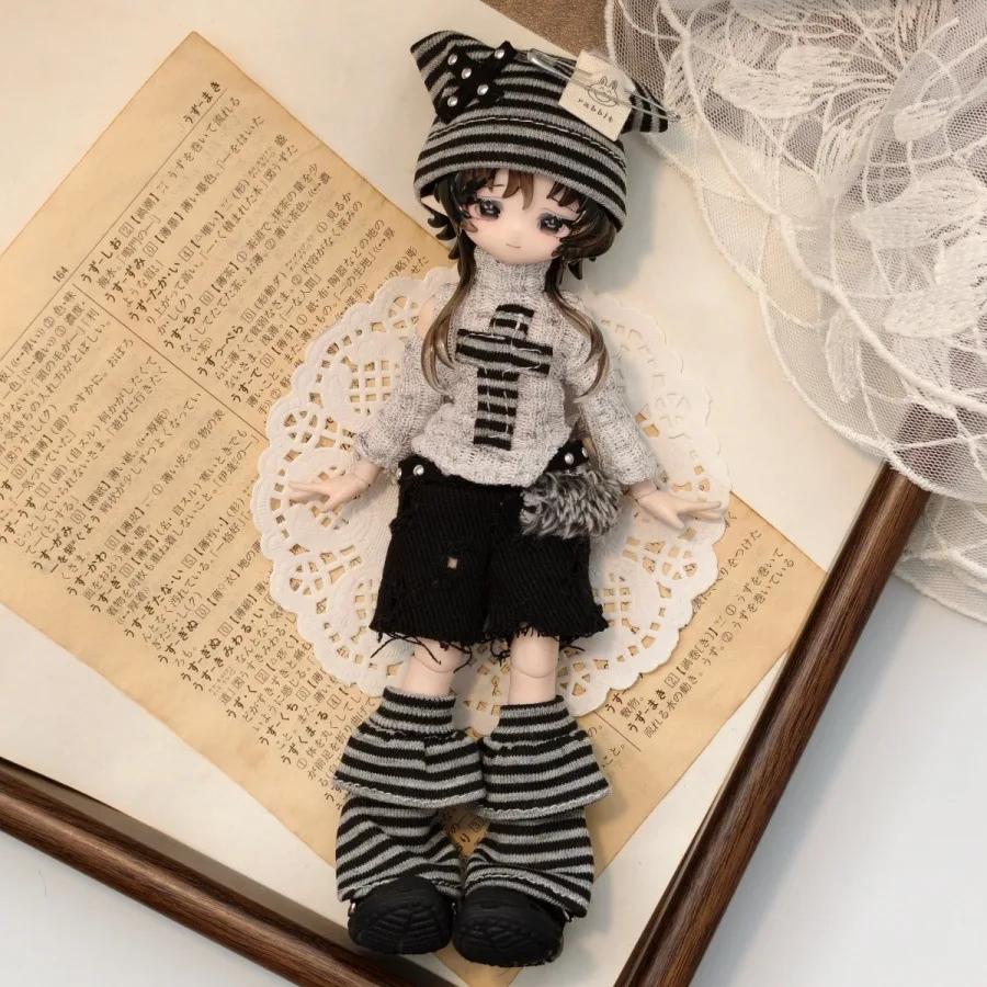 1/8 1/12 Sweet And Cute Pink Rabbit Knitted Headpiece+ Vest + Denim Skirt 22 Styles Fashion Clothes Set For OB11 Doll 11-17 Cm view 3