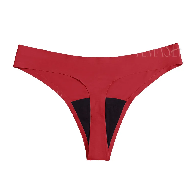 Nieuw ontwerp naadloze lage taille lekvrije 4-laags menstruatieslipje wasbaar lichtstroom periode slipje voor dames string