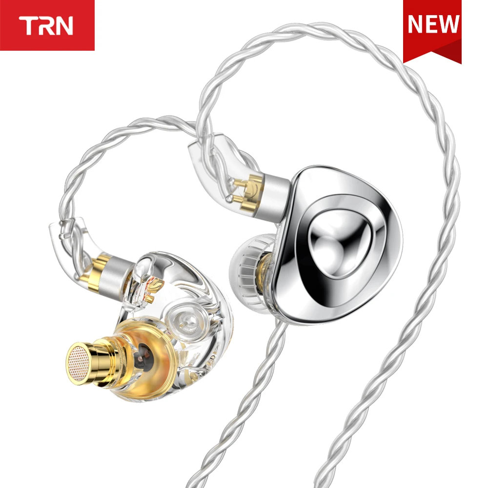 TRN MT4 In Ear Ring Iron Convertible HIFI Listening Earphones with Mic, Line Control, Dual Magnetic Circuit Dynamic Coil