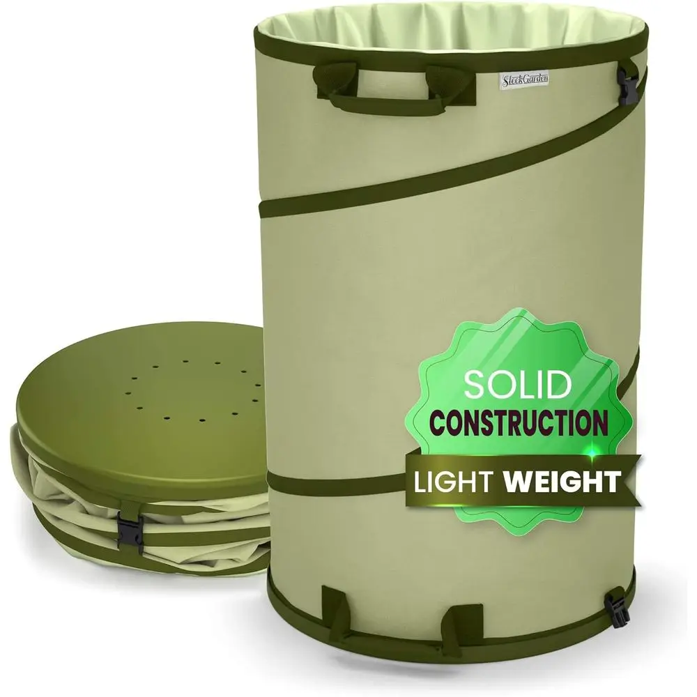 

Складной мешок для садового мусора из брезента на 30 галлонов — многоразовый контейнер для садовых отходов — сверхпрочный, с жестким дном — с ручками