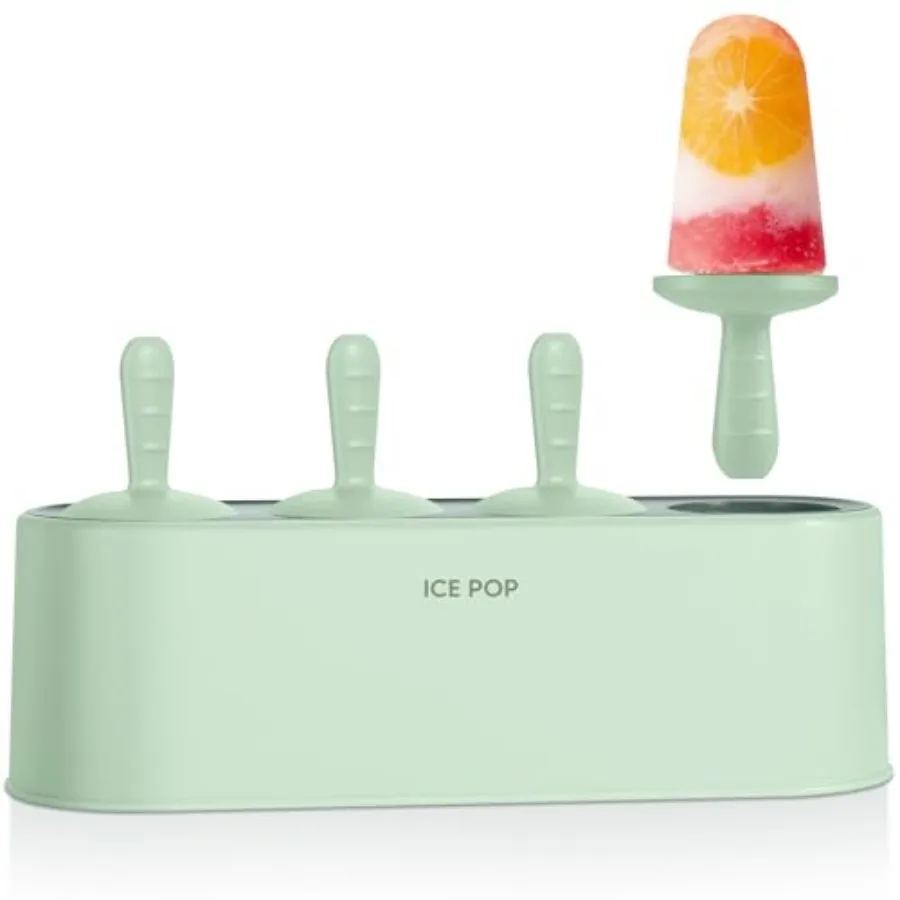 

Popsicle Mold Set 4 Pieces Homemade Silicone Popsicle Maker Easy Release Ice Cream Molds Reusable DIY Pop Molds Green IcyClassi