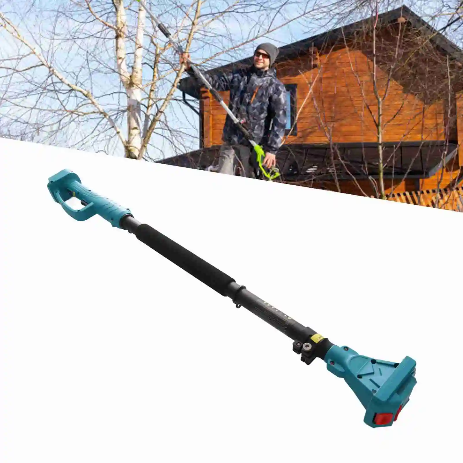 ZK30 Cordless Pruning Shears Extension Pole Anti Slip Handle Rotating Head Electric Tree Pruner Pole 4.92 Ft Length for Garden