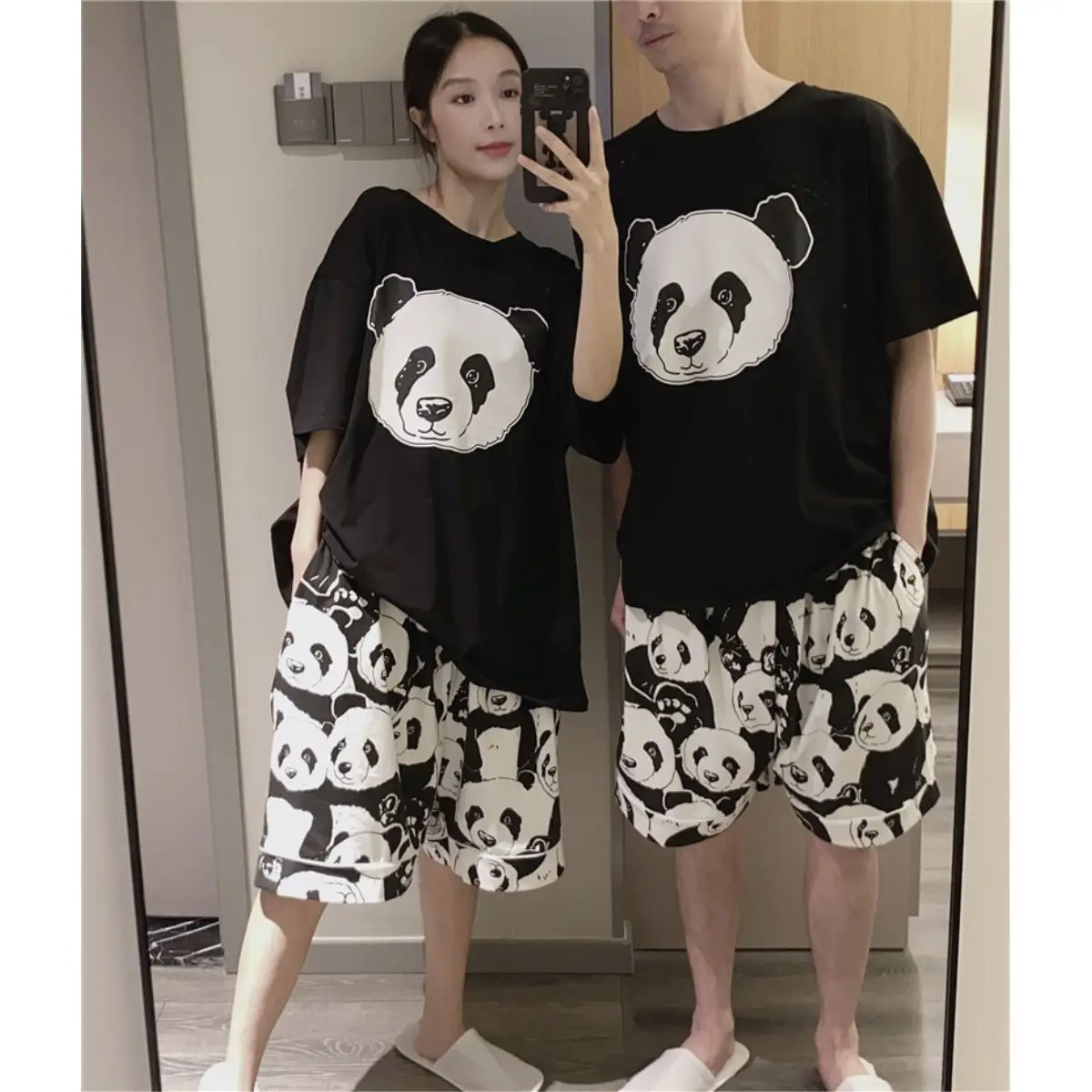 Plus Size 5XL 150KG Letnie zestawy piżam O Neck Damskie topy z krótkim rękawem i szorty O Neck Homewear Cartoon Pyjama Sleepwear Set