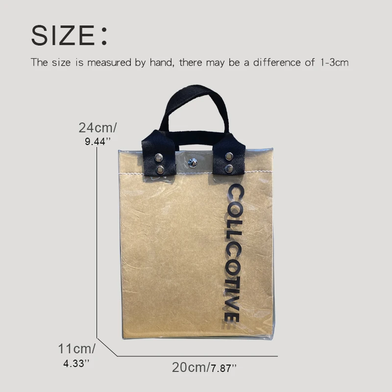 Transparent Casual Bags For Women Luxury Designer Handbag And Purses 2023 New In PVC Kraft Paper Letter Decorate Shoulder Bag