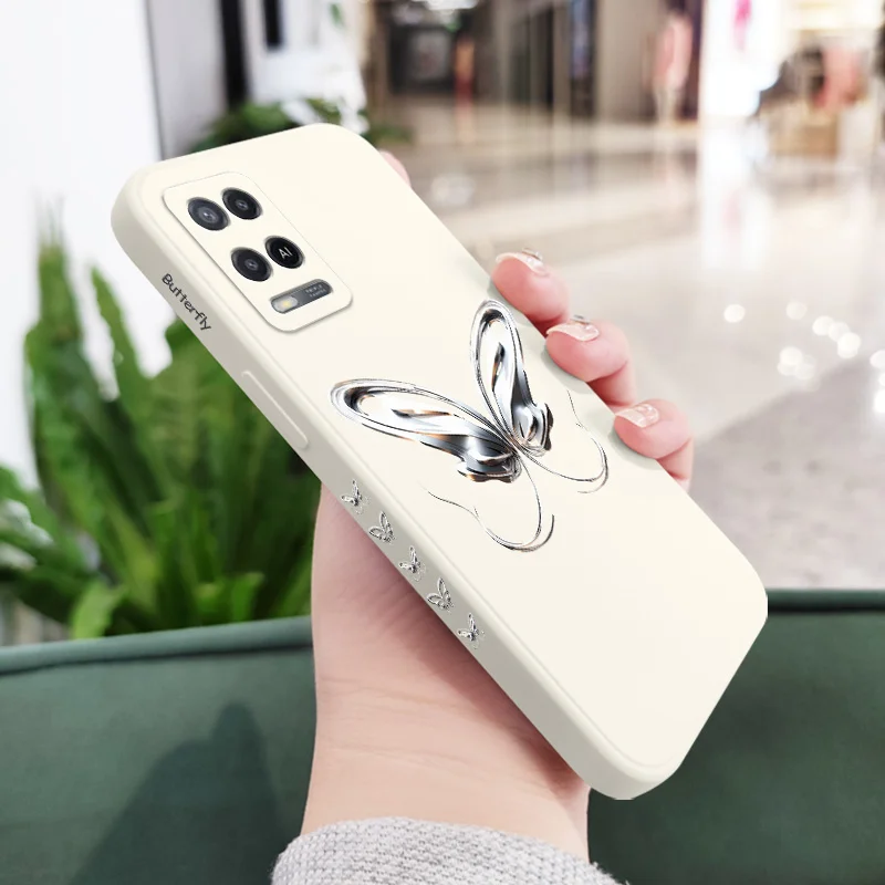 Metal Butterfly Phone Case For OPPO A54 A74 A57 A77 A78 A96 A76 A95 A94 A83 A53 A72 A52 A9 A5 A12 A31 2020 S 4G 5G Cover