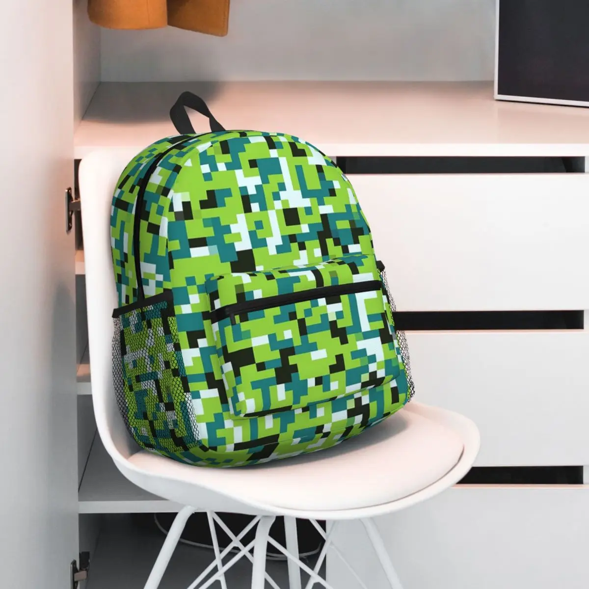 Pixel Mosaic Camouflage Backpack Student BookBag Kids School Bag Laptop Shoulder Bags for Boys Girls
