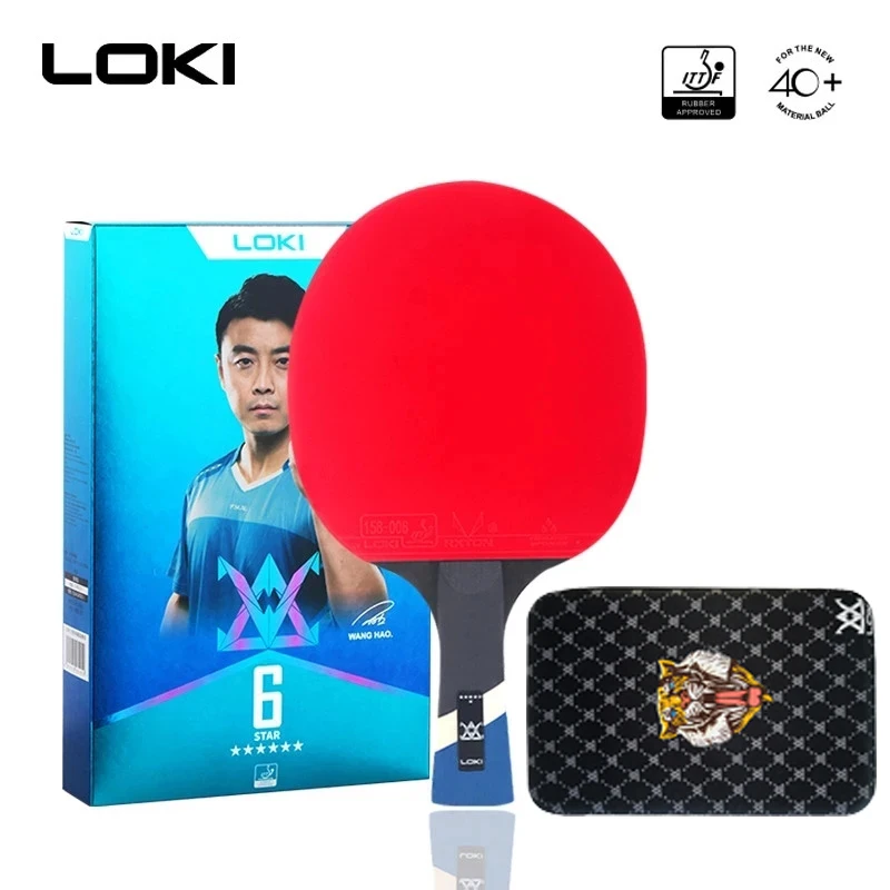 

LOKI New 6 Star Sticky Table Tennis Racket 7 ply Carbon Blade Pingpong Bat Pimples in Ping Pong Paddle for Fast Attack