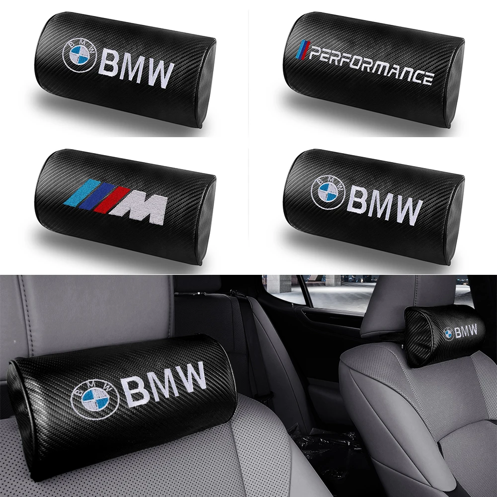 1/2PCS Carbon Fiber Car Seat Headrest Soft Neck Head Support Pillow For BMW M Performance X1 X3 X4 X5 E46 E90 F20 E60 E39 F10 M3