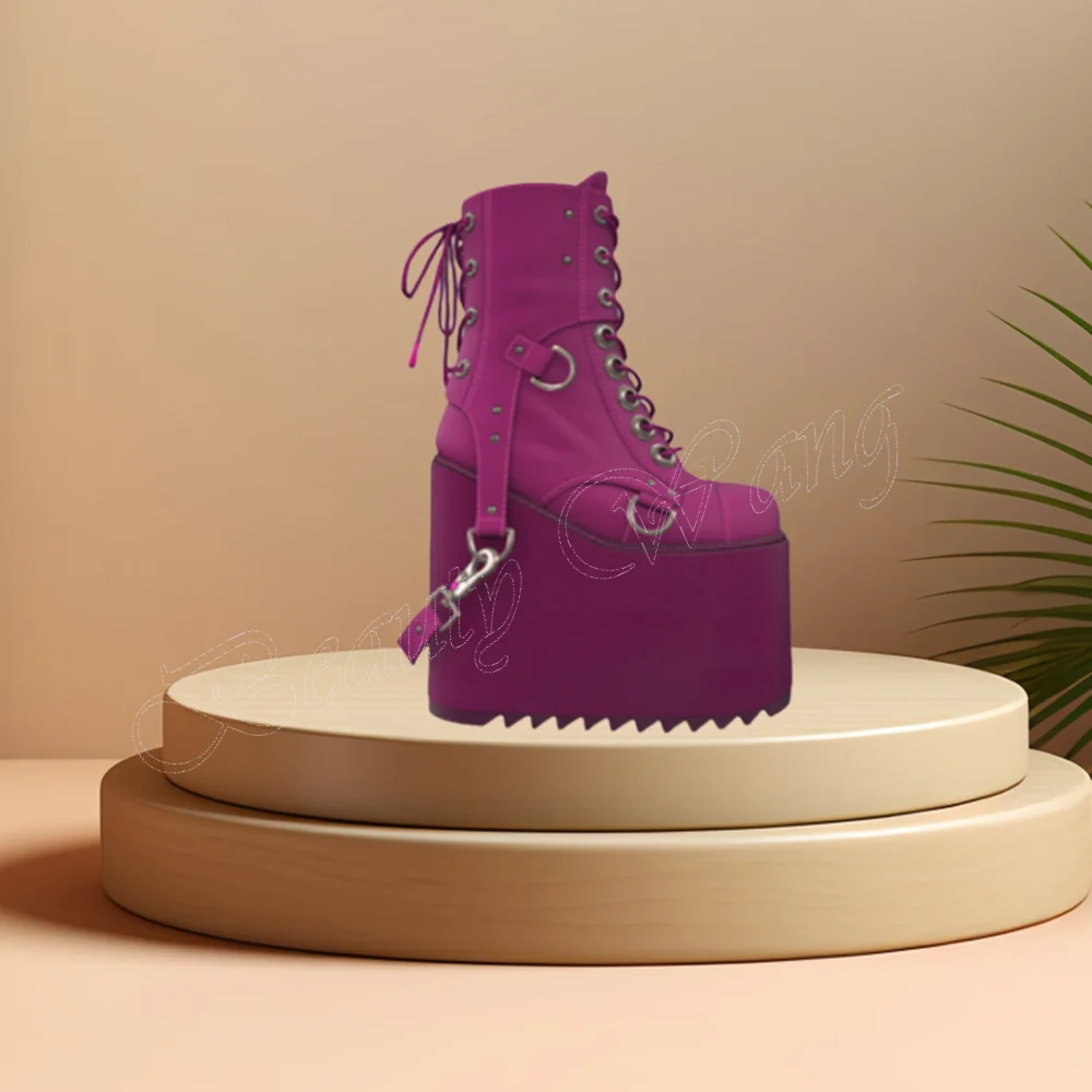 White Pink Wedges Heel Boots Lace up High Heels Platform Round Toe High Heel Shoes for Women High Heel 2024 Zapatillas Mujer