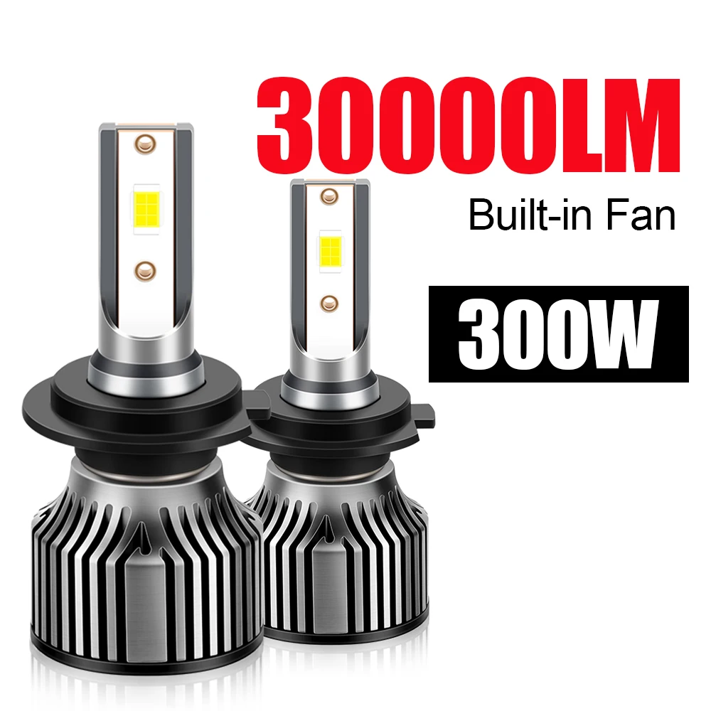 Faros LED para coche 6000K 2 uds 300W CSP 3570 Chip LED 9005 9006 9012 HIR2 H1 H4 H7 H11 H13 9008 para faros de coche bombillas Turbo 12V