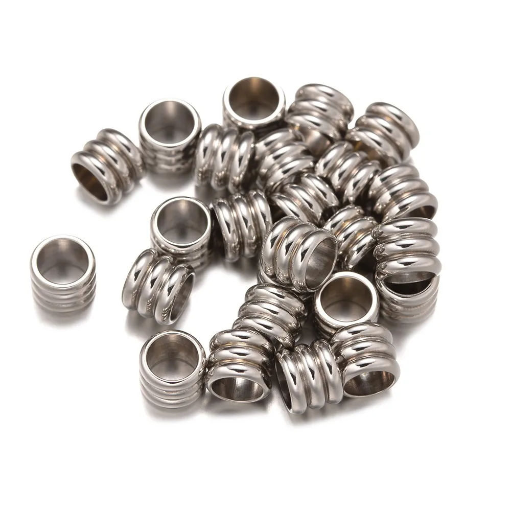 20Pcs 3/4/5/6mm Stainless Steel Big Hole Round Spacer Beads DIY Jewelry Making Handmade Necklace Bracelet Supplies Accessories