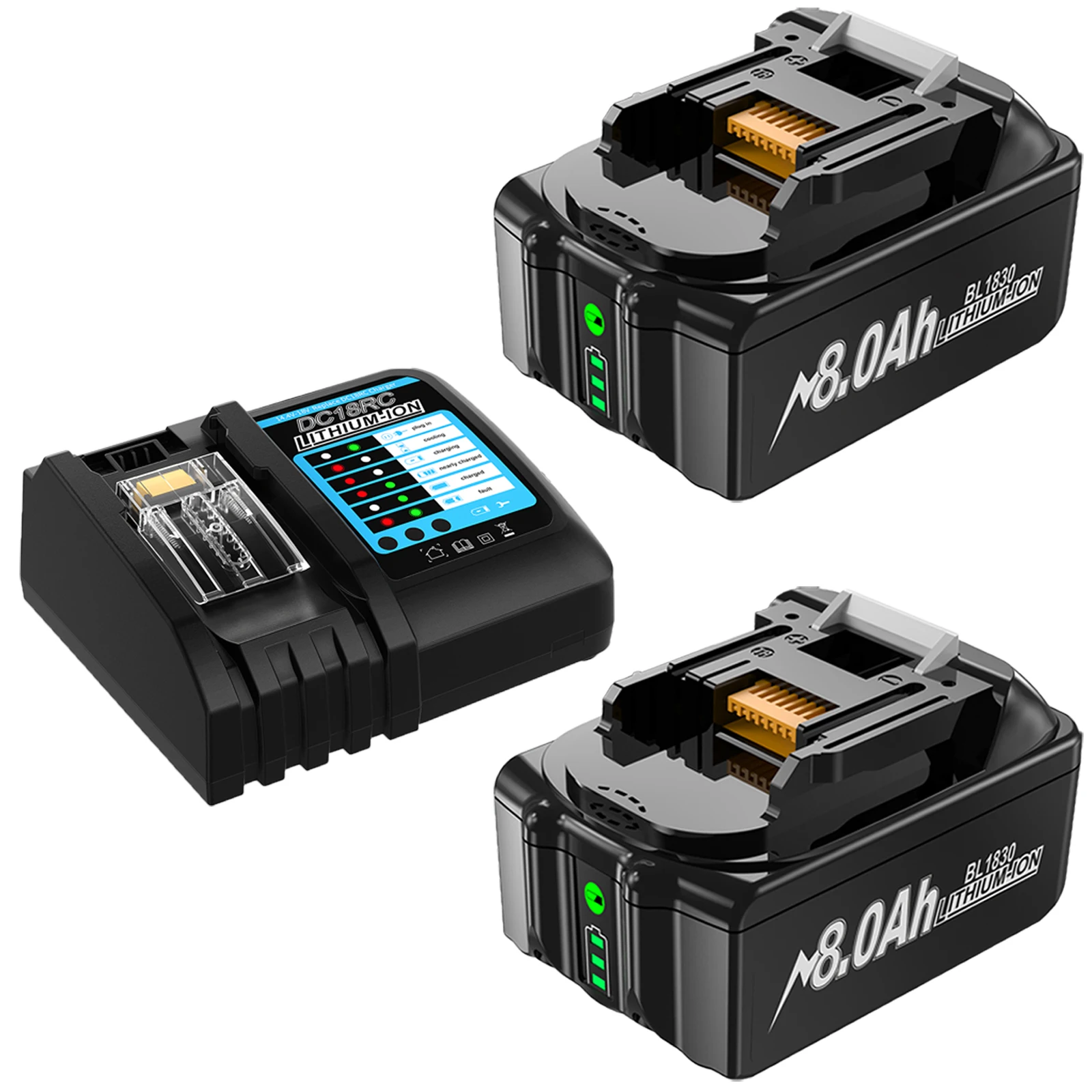 Voor Makita BL1830 Batterij Oplaadbare 8000mAh 18V BL1830 BL1815 BL1860 BL1840 Tool Vervangende Batterij Met 4A 6A lader