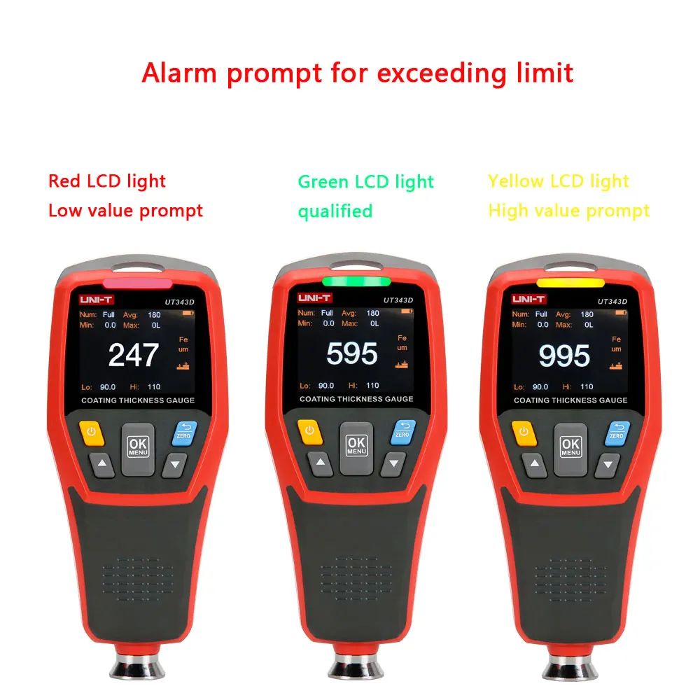 UNI-T UT343D Paint Thickness Gauge Coating FE/NFE Auto Recognition USB Data Storage Car Automotive Paint Metal Tester Meter