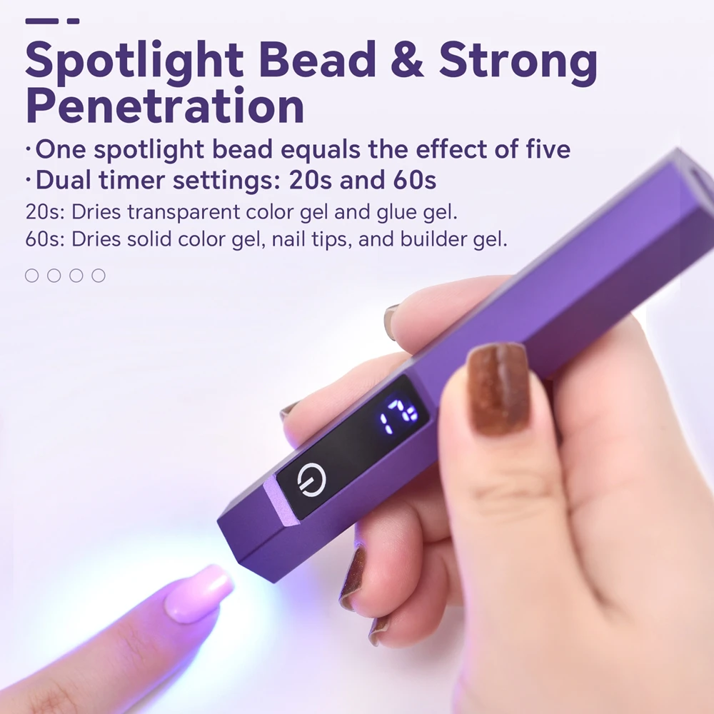 Portable Mini Handheld UV Led Lamp For Nails Rechargeable Nail Dryer For Curing Gel Polish With Display Manicure Machine