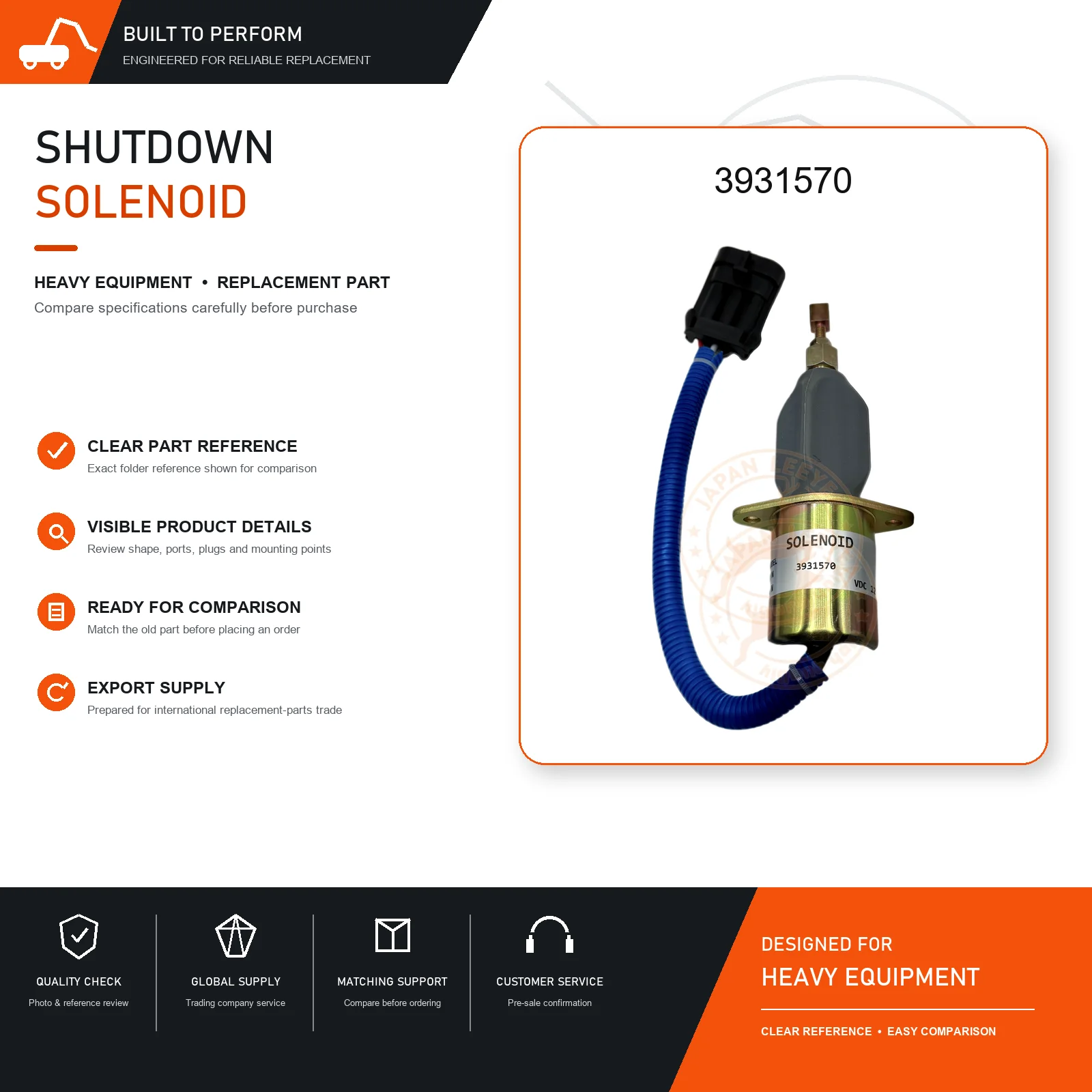 Fuel Shutoff Solenoid Valve 3931570 Engine Stop Solenoid for Excavator Construction Machinery Replacement Part