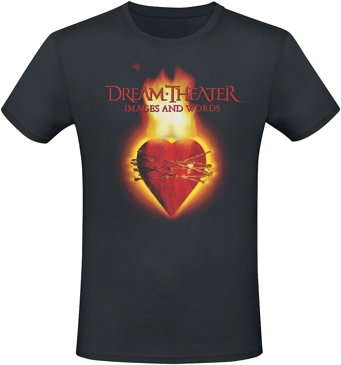 Camiseta Dream Theater com Imagens e Textos, Camiseta de Metal Progressivo com Arte de Coração de Arame Farpado e Logotipo da Banda, Merchandise para Fãs do Dream Theater
