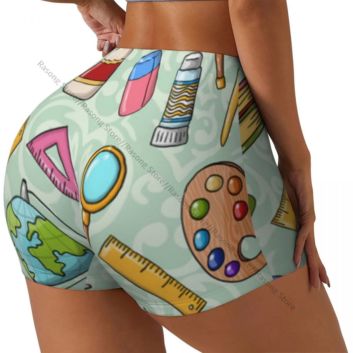 

Сексуальные узкие спортивные шорты на бедрах, милые женские удобные шорты для йоги с рисунком «Снова в школу» для фитнеса