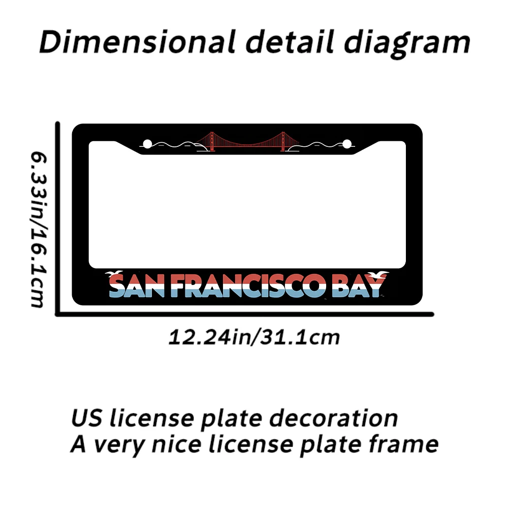 1 قطعة أسود أحمر أزرق سان فرانسيسكو خليج جسر نمط 2 حفرة إطار لوحة الترخيص مادة الألومنيوم 6x12 بوصة مع المسمار مجموعة Ret #2