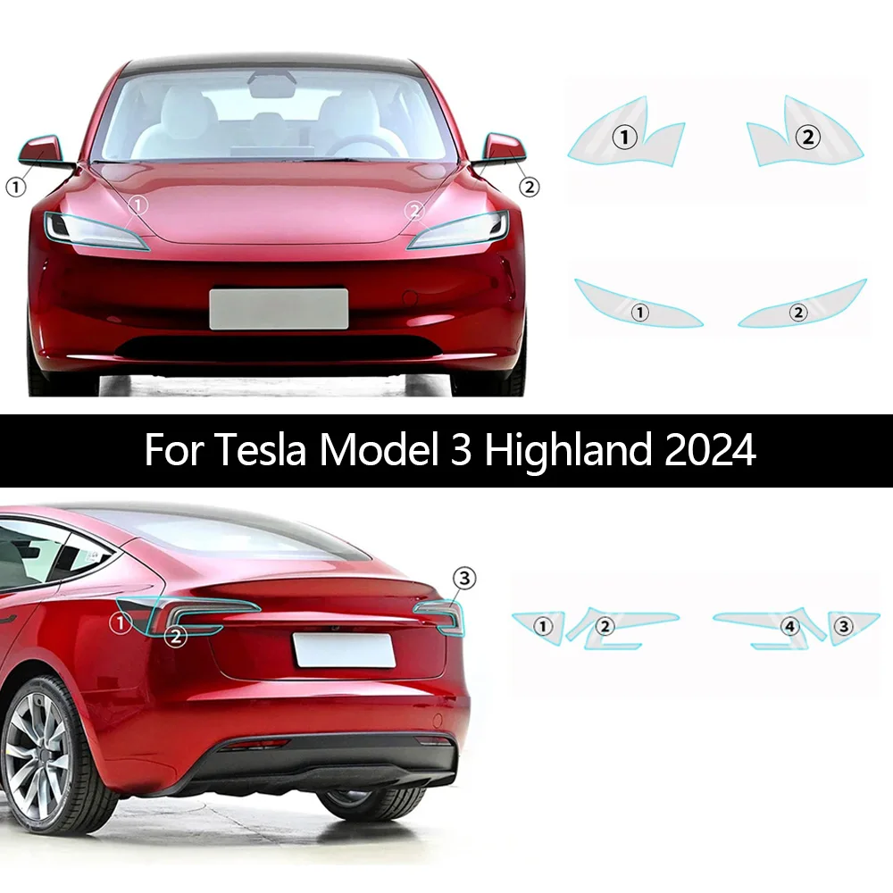 

Car Transparent Headlight Rearview Film Clear PPF TPU Body Sticker Pre-cut Paint Protection Film for Tesla Model 3 Highland 2024