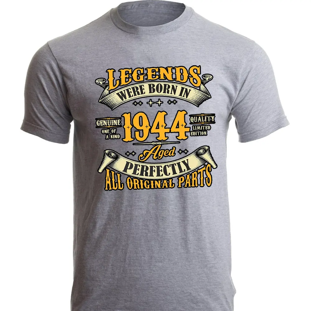 80th Birthday Shirt for Men, Legends Were Born in 1944, Vintage 80 Years Old T-Shirt Grandpa Gift Graphic T Shirts Men Clothing