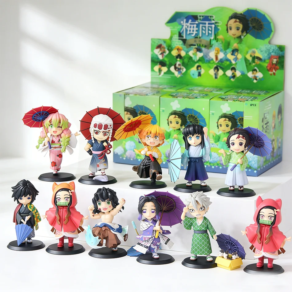 

Аниме-фигурки Demon Slayer: Серия «Сливовый дождь» — Слепая коробка с фигурками Танджиро Камадо и Незуко, коллекционные модели из ПВХ, игрушки-статуэтки, сюрприз-подарки