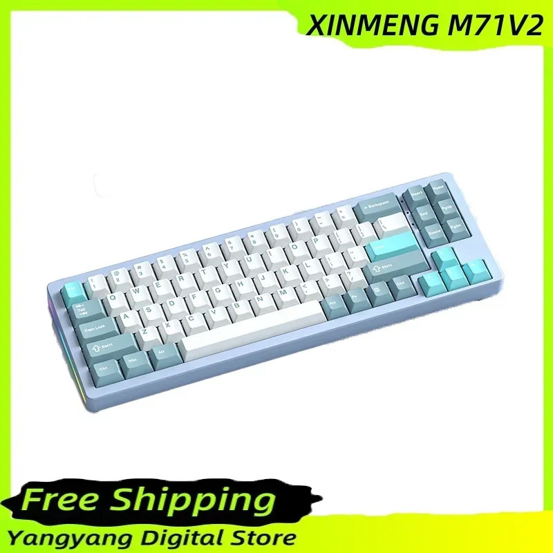 Xinmeng M71v2 Mechanical Keyboard Three-Mode Aluminum Shell Custom Kit Hot Swappable For Girls Gift Gasket Structure Keyboard