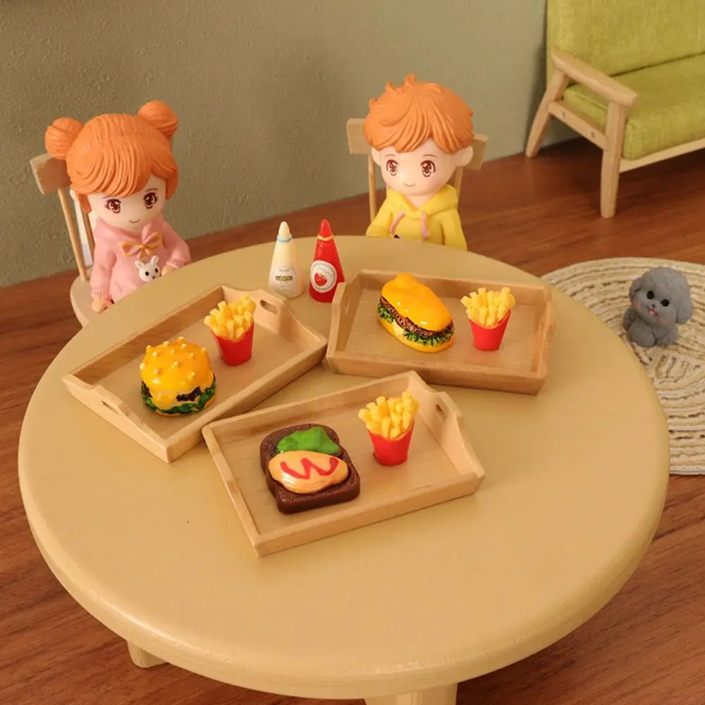 Dollhouse Simulation Mini Mray Fries Burger Creative Food Play Home Shooting Scene Decoration