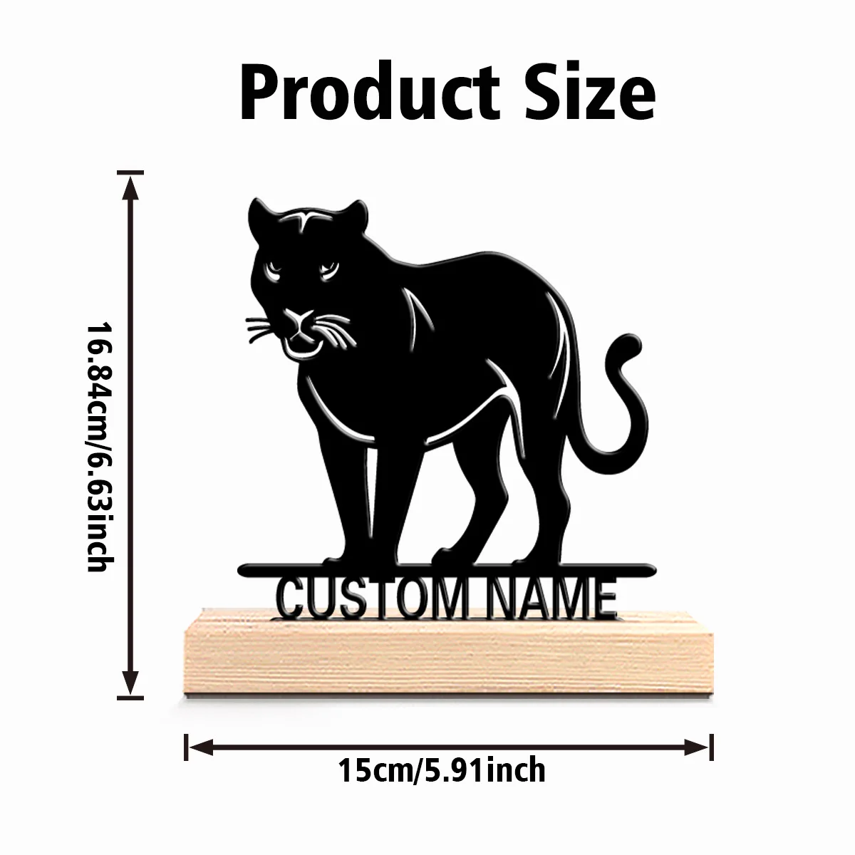1 قطعة تماثيل معدنية رومانسية مخصصة للفهد تمثال سطح المكتب مع قاعدة خشبية ، مناسبة لعشاق الحيوانات الأليفة #2