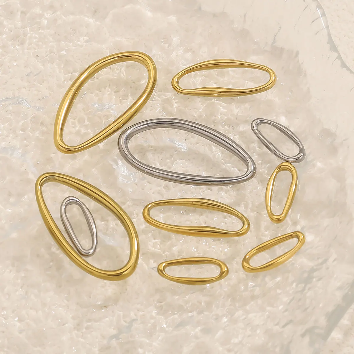 

5pcs Irregular Oval Stainless Steel Connector Personalized Fashion Earring Bracelet DIY Jewelry Manufacturing Supplies
